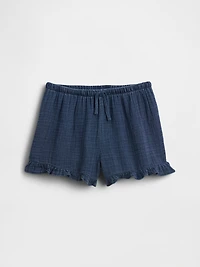 Kids Cotton Gauze Denim Easy Ruffle Shorts