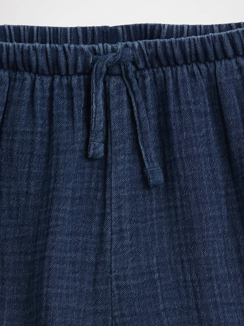 Kids Cotton Gauze Denim Easy Ruffle Shorts