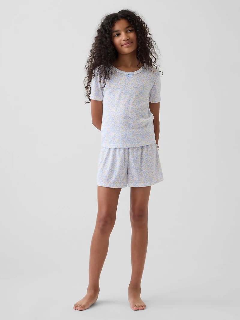 Kids Recycled Pointelle PJ Shorts