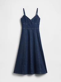 Denim Seamed Corset Maxi Dress