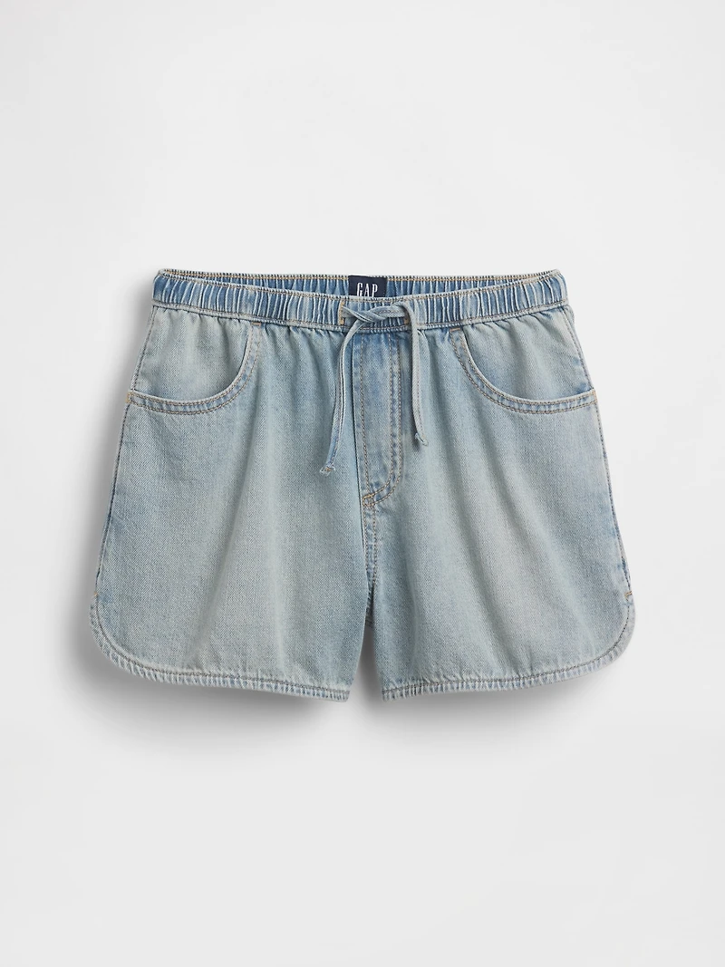 Kids High Rise Denim Easy Shorts