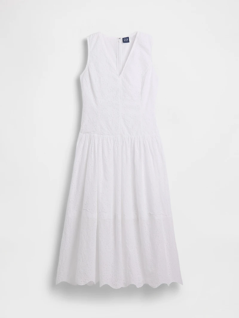 Eyelet Drop-Waist Maxi Dress