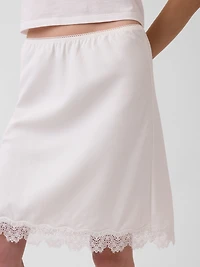 Linen-Blend Lace-Trim Skirt