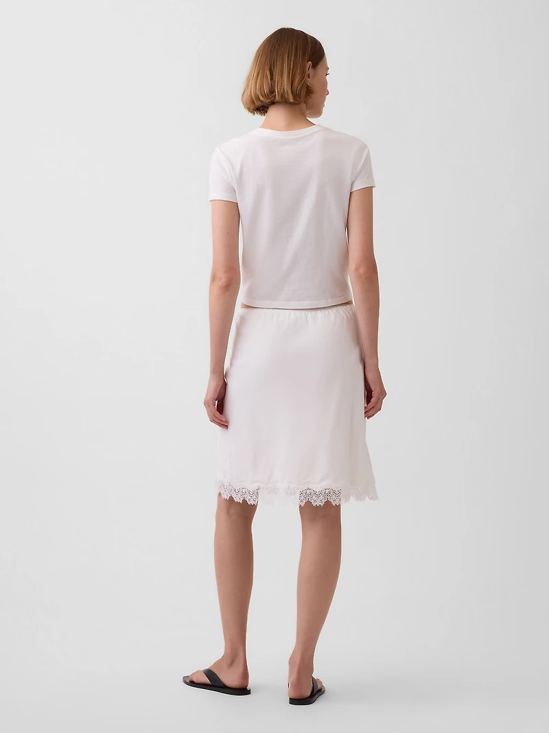 Linen-Blend Lace-Trim Skirt