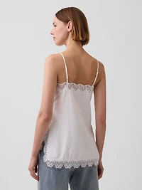 Linen-Blend Lace-Trim Cami