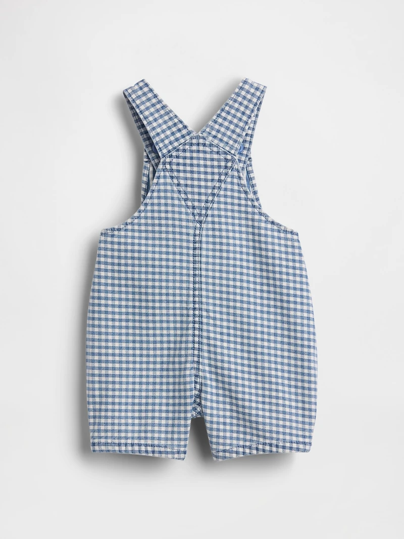 Baby Gingham Denim Bear Pocket Shortalls