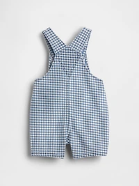 Baby Gingham Denim Bear Pocket Shortalls