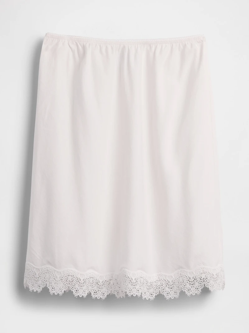 Linen-Blend Lace-Trim Skirt