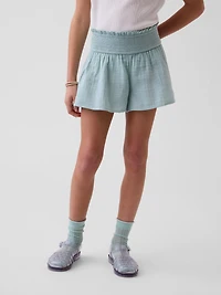Kids Cotton Gauze Butterfly-Hem Shorts