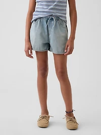 Kids High Rise Denim Easy Shorts