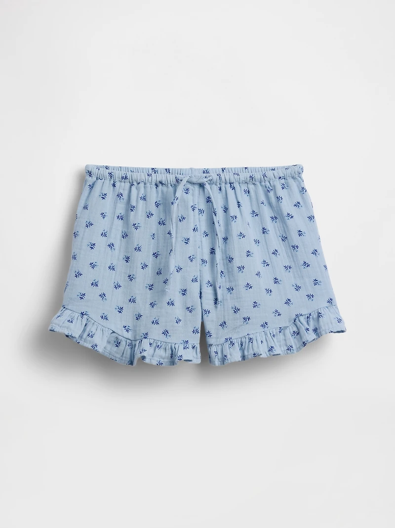 Kids Cotton Gauze Easy Ruffle Shorts