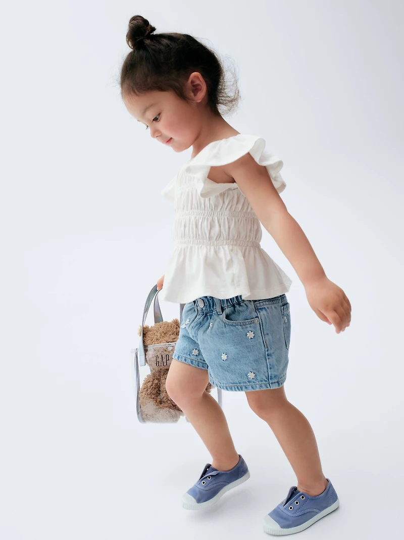Baby & Toddler Embroidered Denim Stride Shorts
