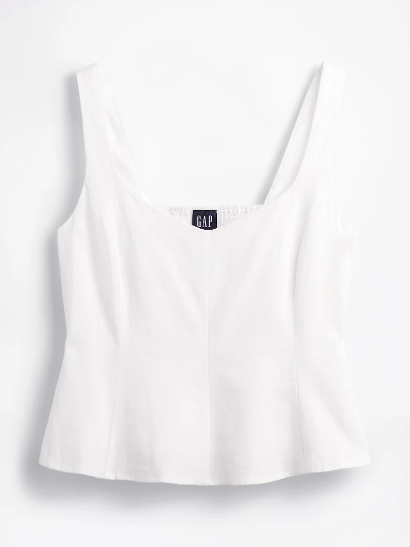 Linen-Blend Peplum Top