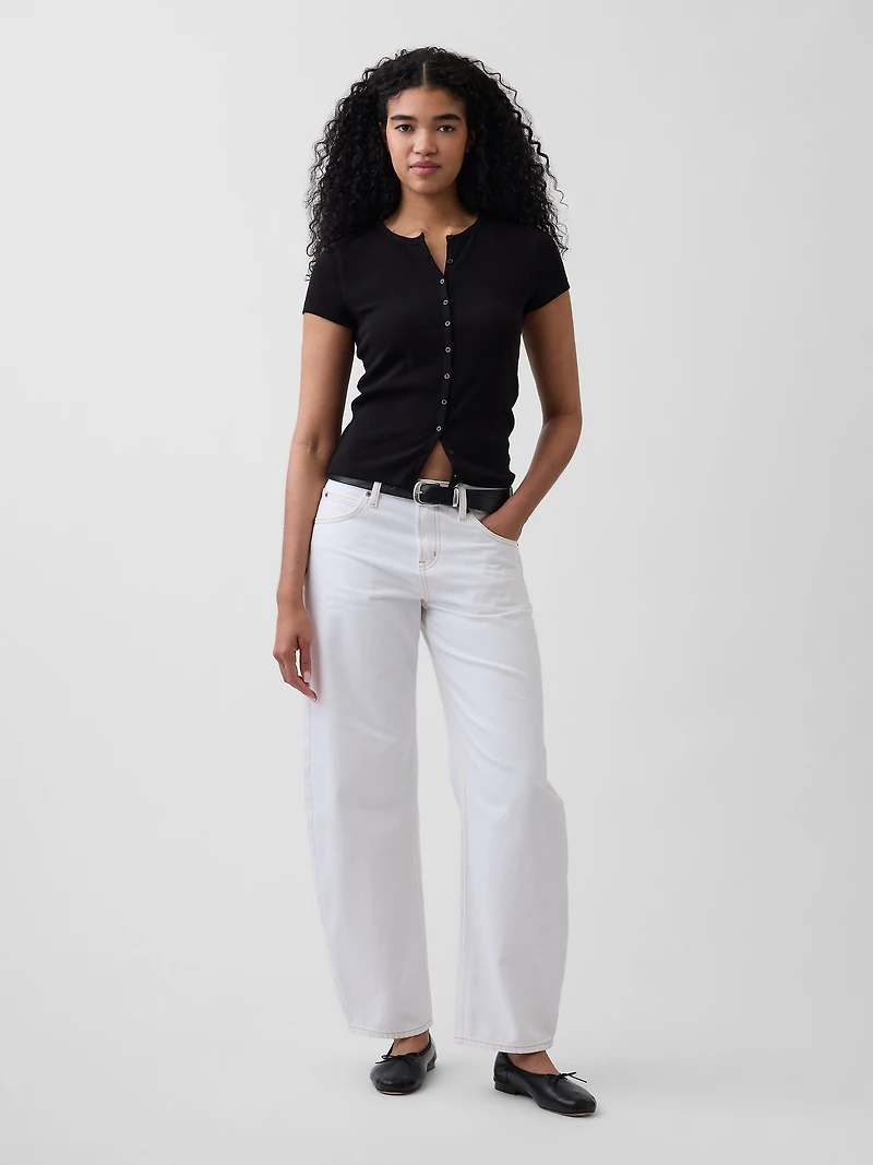 Modern Rib Button-Front Crew T-Shirt