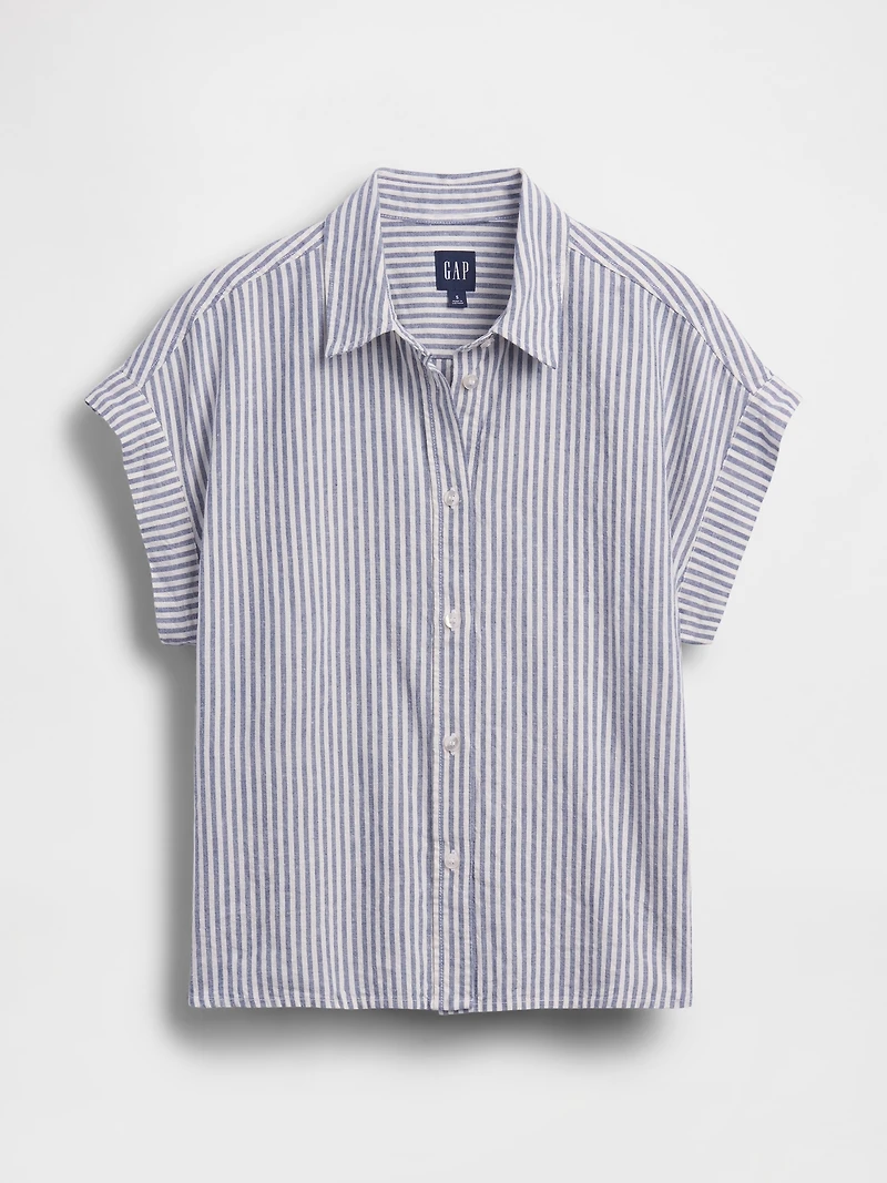 Linen-Blend Oversized Shirt