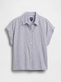 Linen-Blend Oversized Shirt