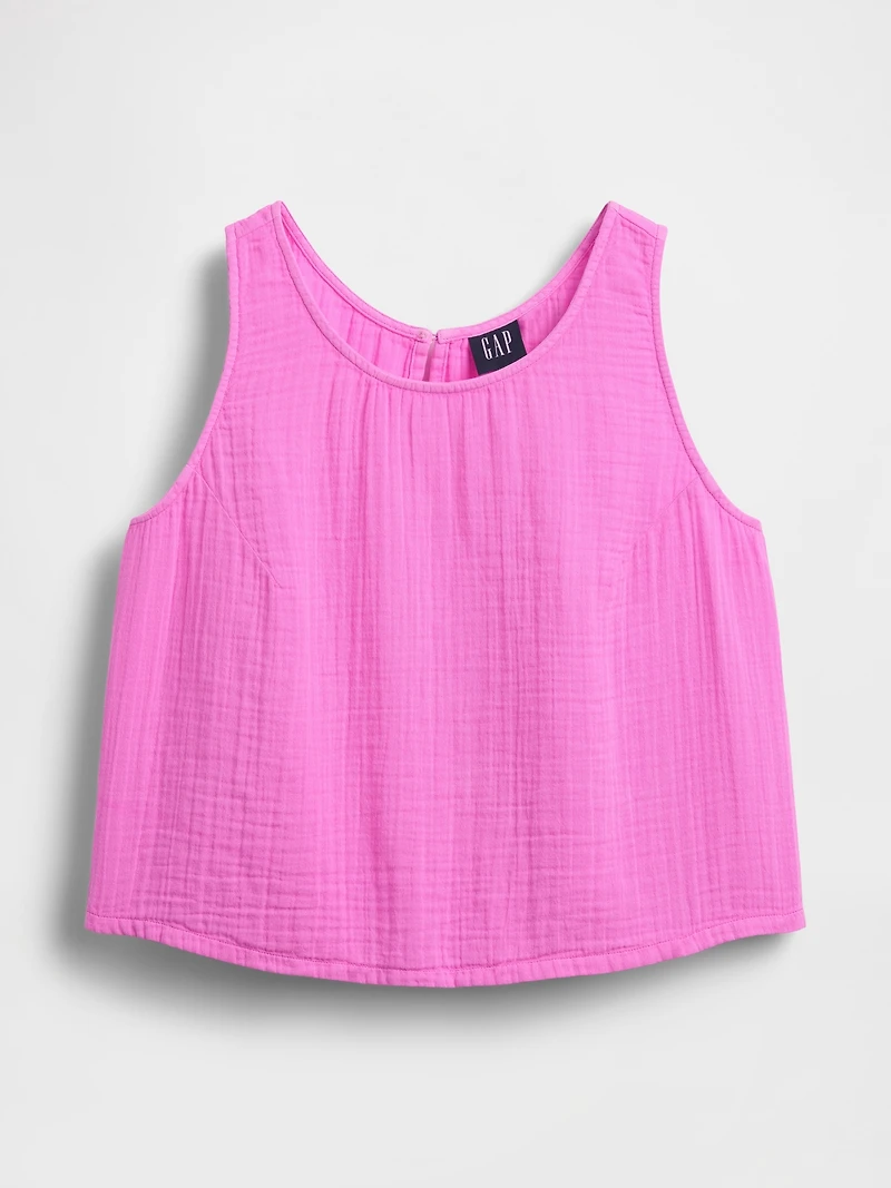 Cotton Gauze Racer Shell Tank Top