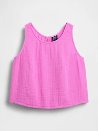 Cotton Gauze Racer Shell Tank Top