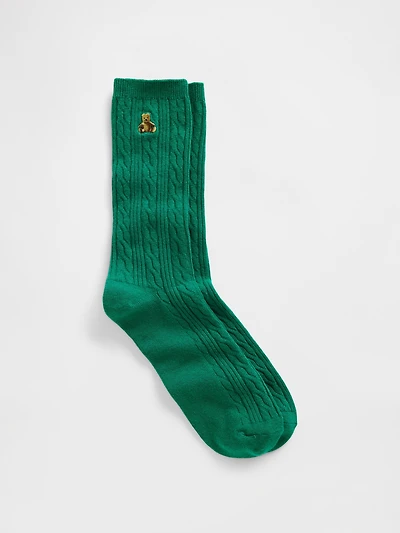 Brannan Bear Cable-Knit Crew Socks