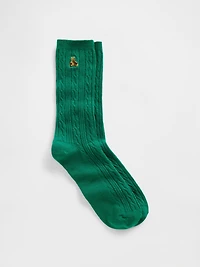 Brannan Bear Cable-Knit Crew Socks