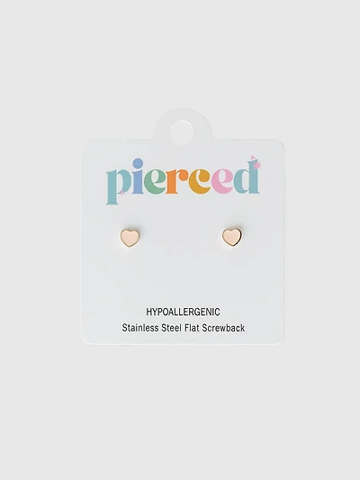 Pierced Co Tiny Peachy Heart Screwback Earrings