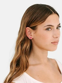 Pierced Co Hot Pink Flower Screwback Earrings