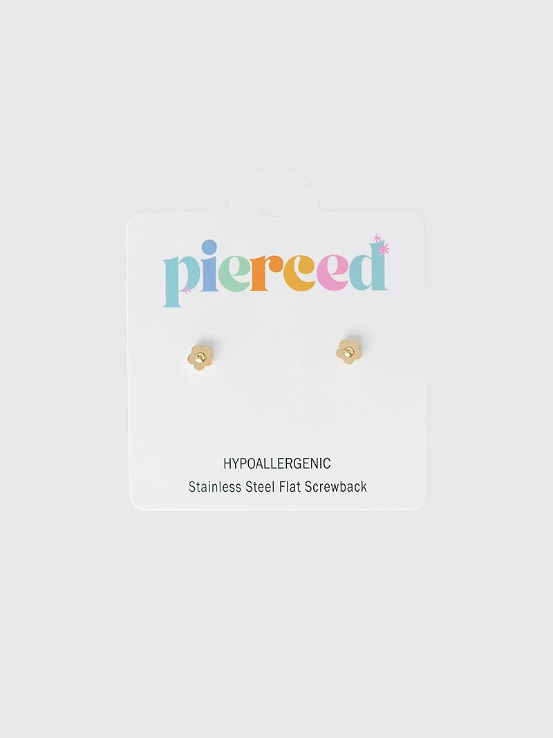 Pierced Co Tiny Classic Flower Screwback Earrings