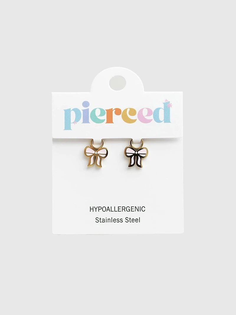 Pierced Co Pink Bow Charm For Huggie Earrings