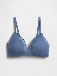 Organic Stretch Cotton Lace-Trim Triangle Bra