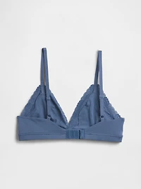 Organic Stretch Cotton Lace-Trim Triangle Bra