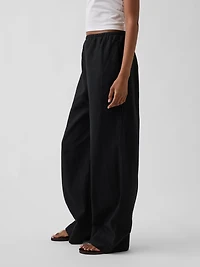 Linen-Blend Easy Wide-Leg Pants