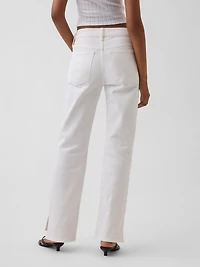 Mid Rise Split-Hem Straight Jeans