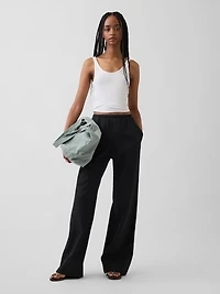 Linen-Blend Easy Wide-Leg Pants