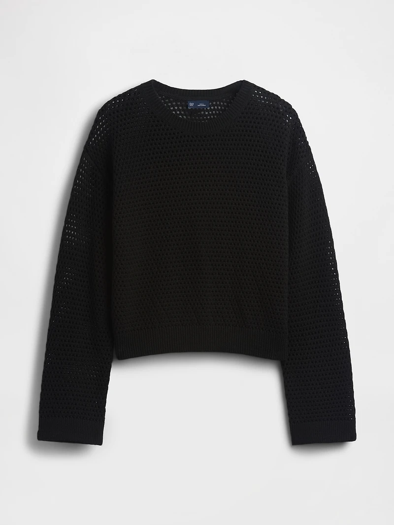 100% Cotton Crochet Relaxed Sweater