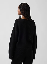 100% Cotton Crochet Relaxed Sweater