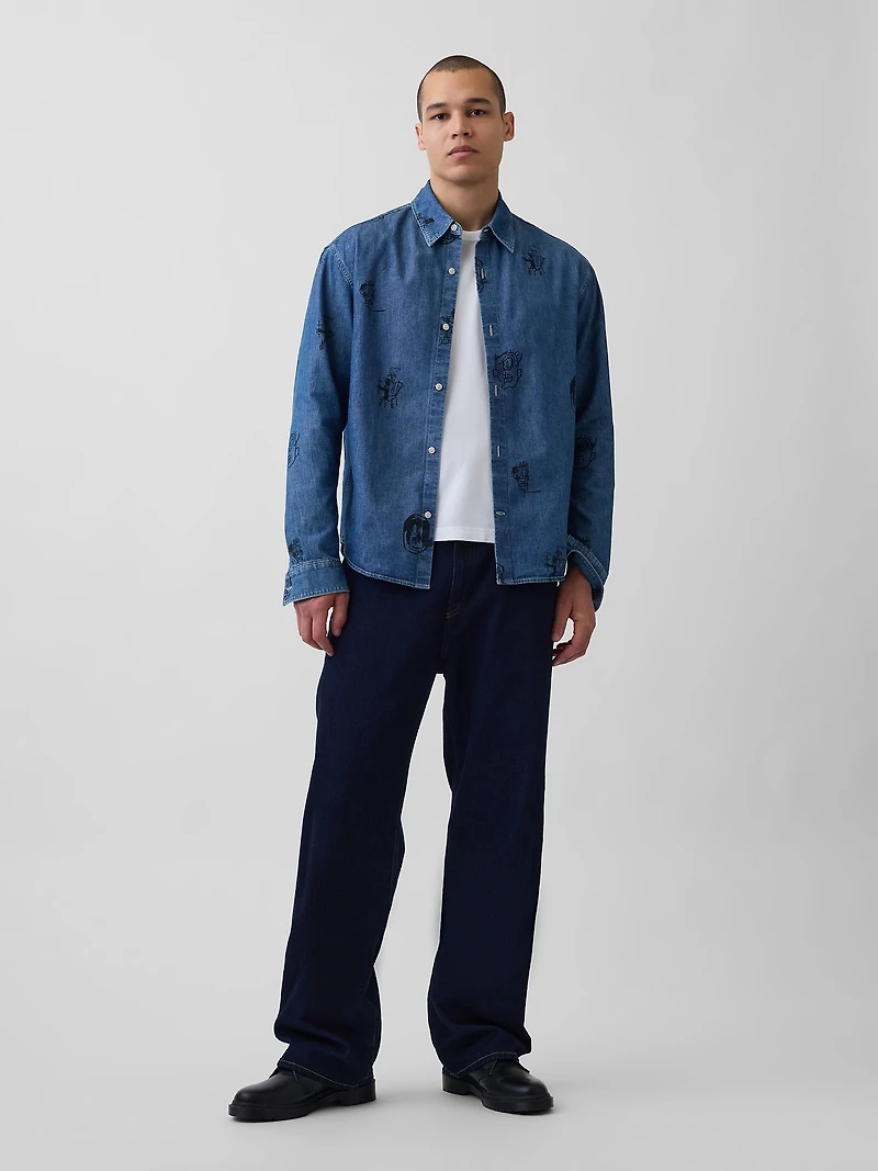 Jean-Michel Basquiat Printed Denim Shirt