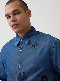 Jean-Michel Basquiat Printed Denim Shirt