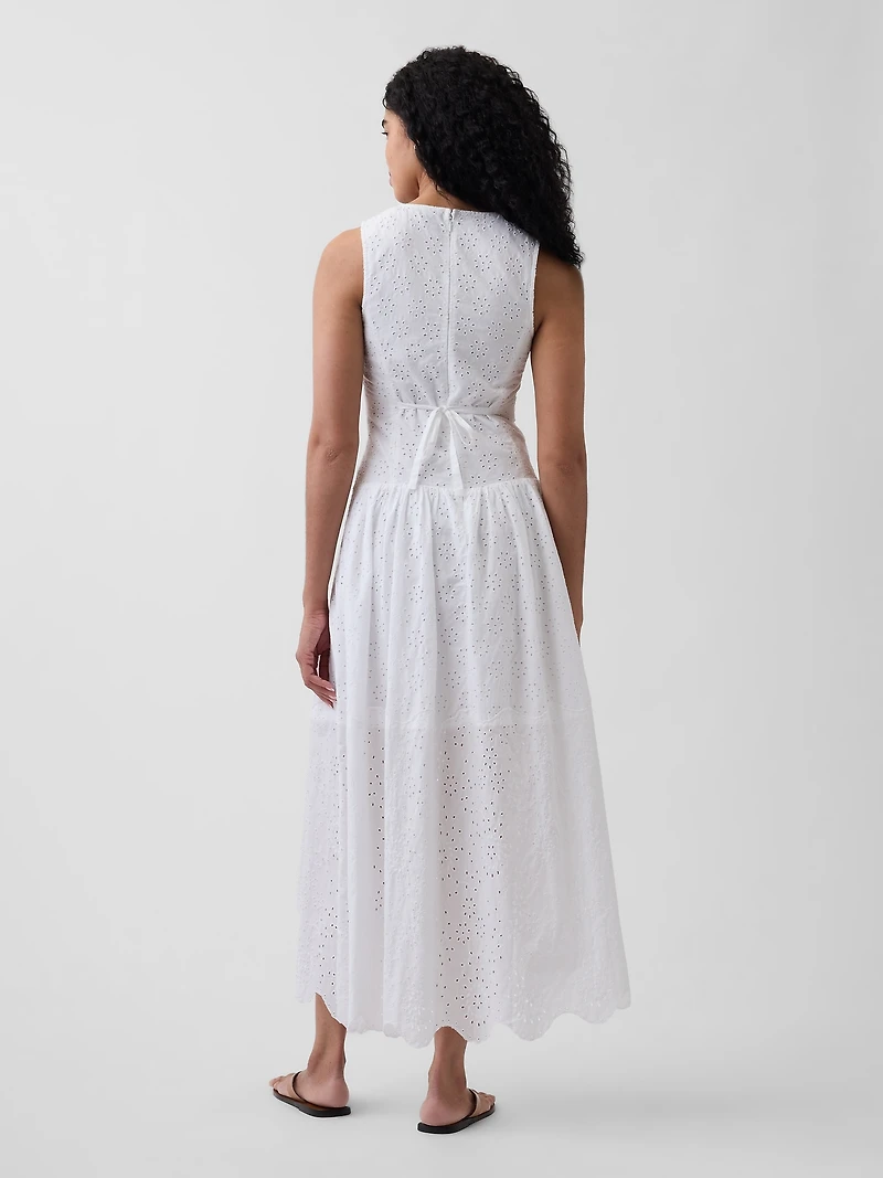 Eyelet Drop-Waist Maxi Dress
