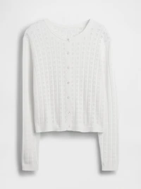 100% Cotton Pointelle Crop Cardigan