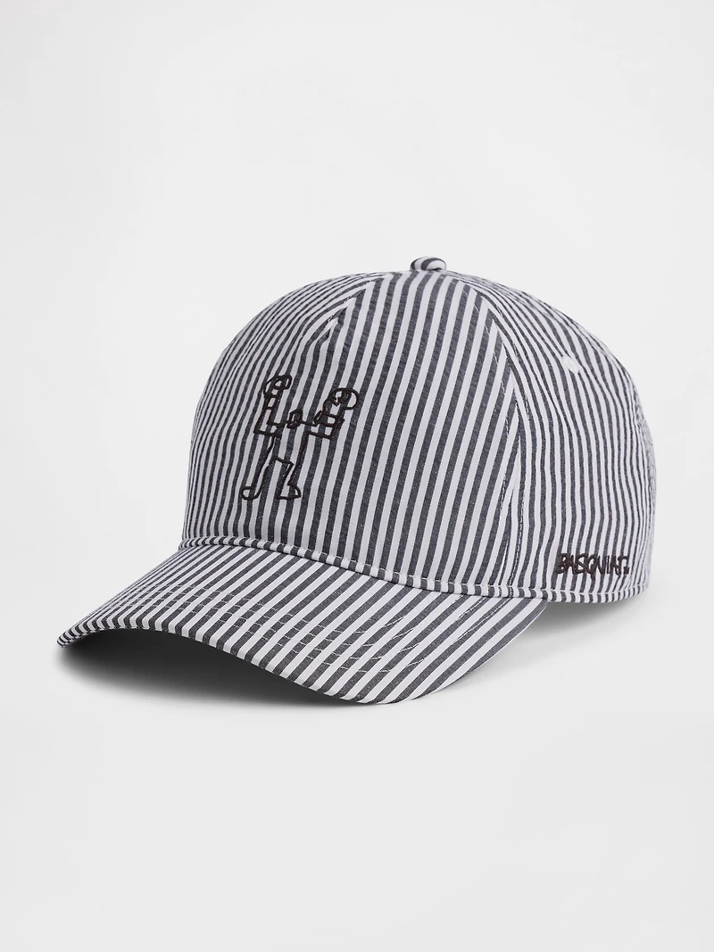 Jean-Michel Basquiat Stripe Baseball Hat