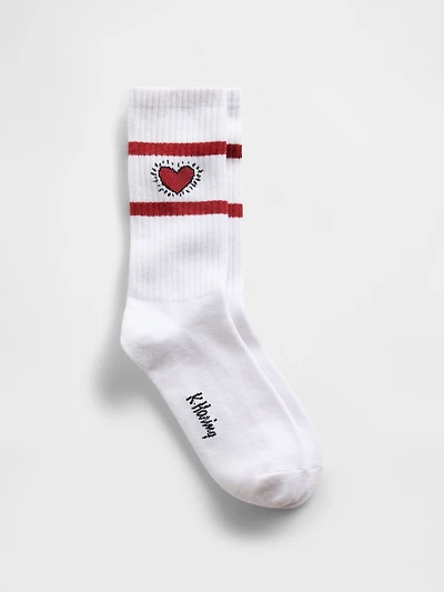 Keith Haring Heart Crew Socks