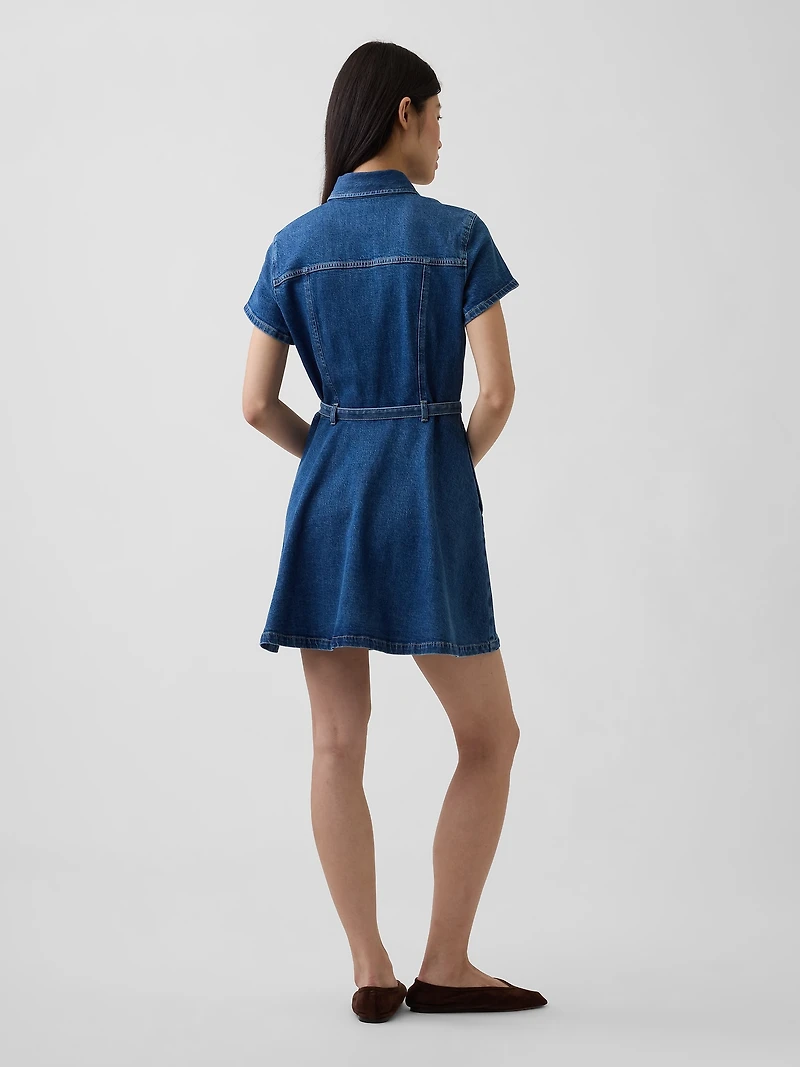 Denim Belted Mini Shirtdress