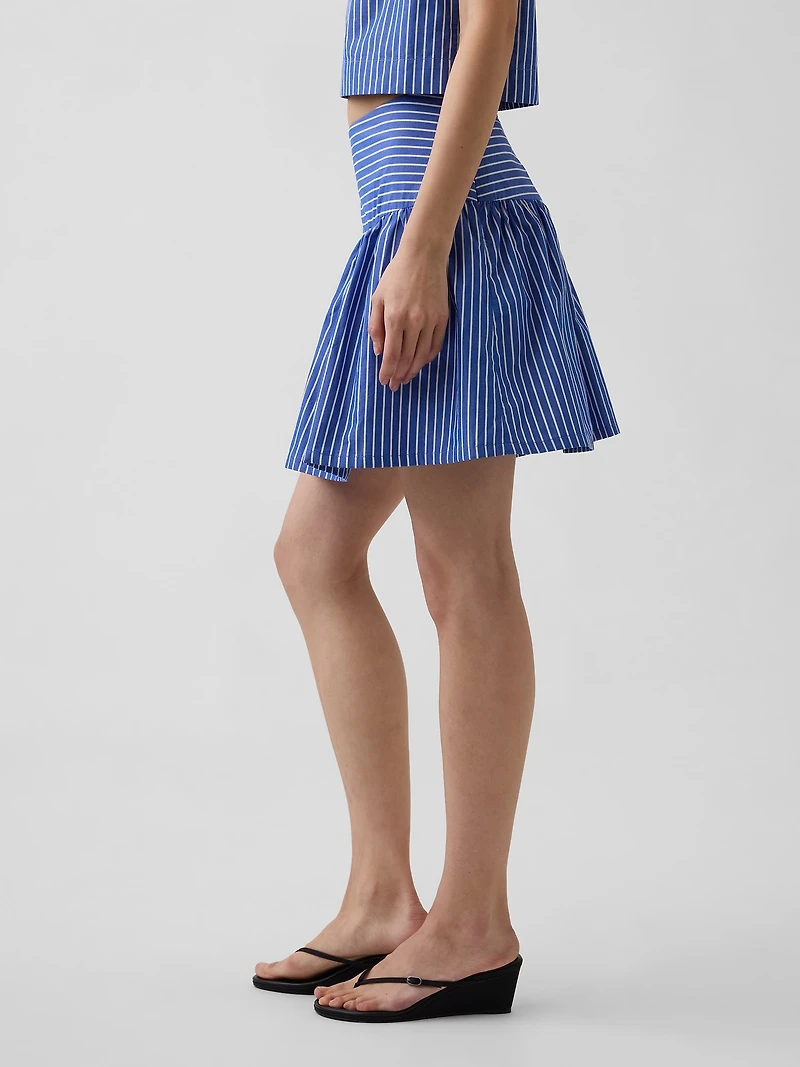 Poplin Drop-Waist Mini Skort