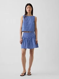 Poplin Drop-Waist Mini Skort