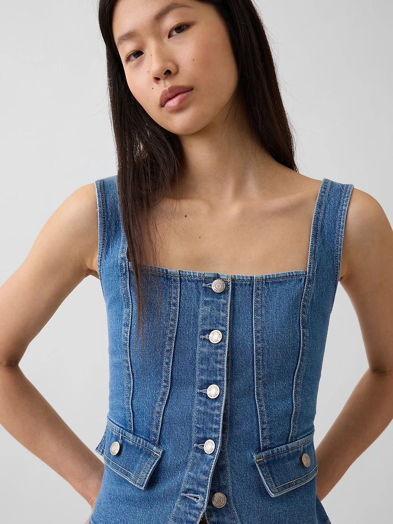 Denim Pocket Corset Top
