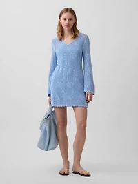 Pointelle Mini Sweater Dress