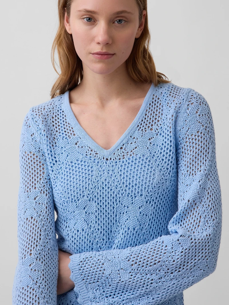 Pointelle Mini Sweater Dress