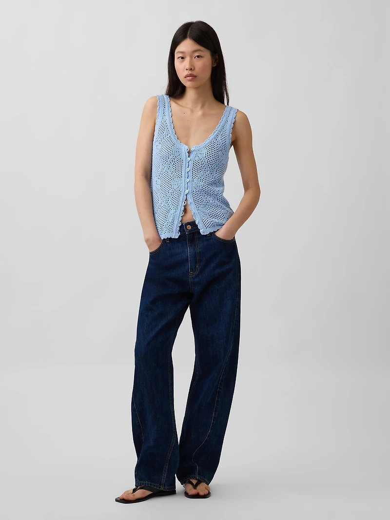 100% Cotton Pointelle Sweater Tank