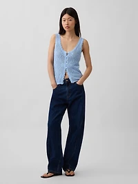 100% Cotton Pointelle Sweater Tank