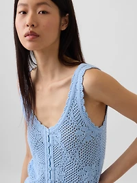 100% Cotton Pointelle Sweater Tank